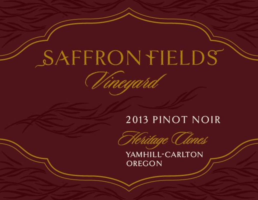 Saffron Fields Vineyard Heritage Clones Pinot Noir 2013 Front Label