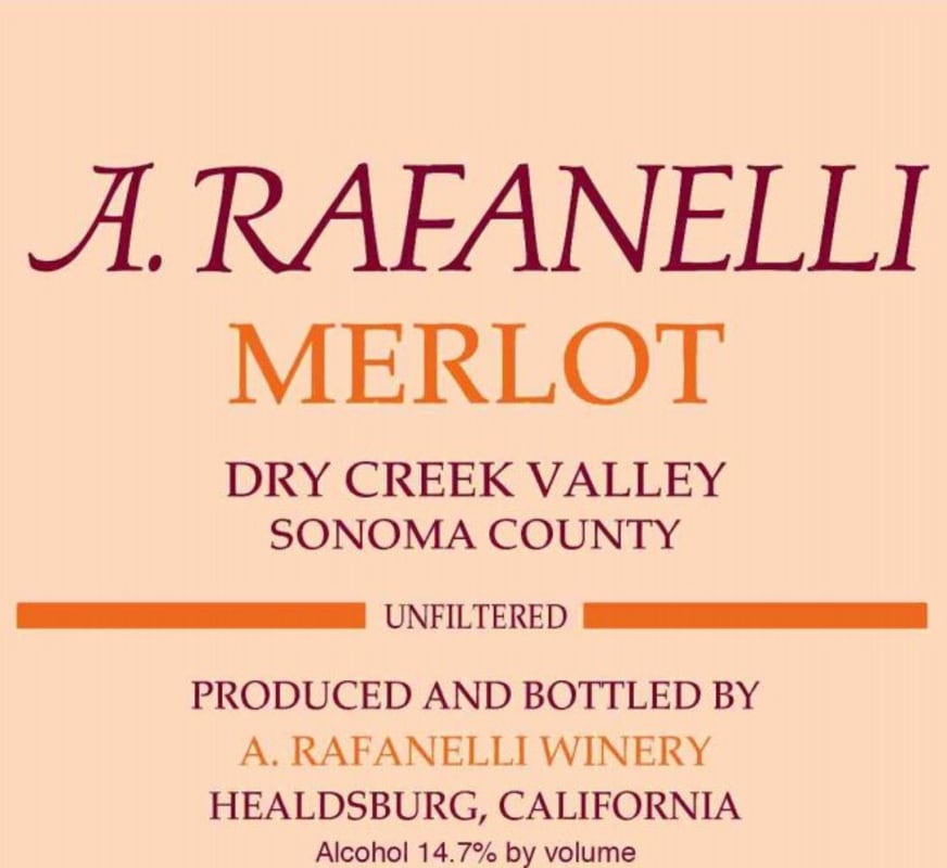 A. Rafanelli Merlot 2014 Front Label