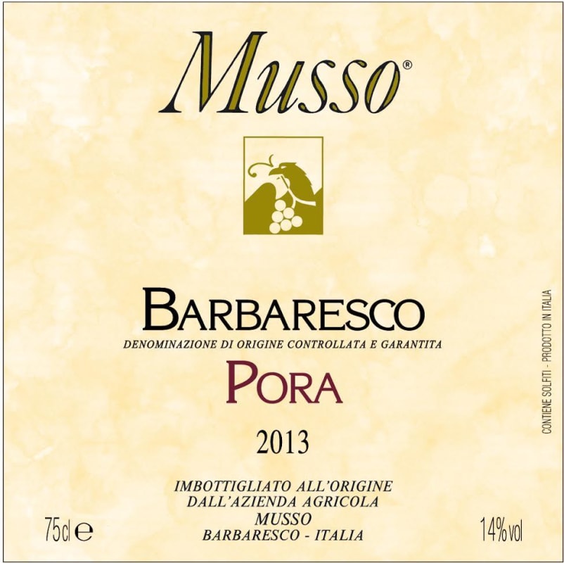 Musso Barbaresco Pora Nebbiolo 2013 Front Label