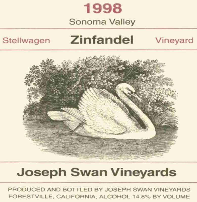 Joseph Swan Stellwagen Zinfandel 1998 Front Label