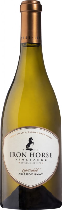 Iron Horse Unoaked Chardonnay 2018 Front Bottle Shot