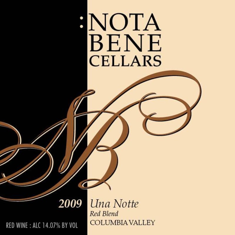 Nota Bene Cellars Una Notte Proprietary 2009 Front Label
