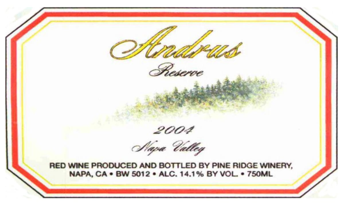 Forefront by Pine Ridge Andrus Reserve 2004 Front Label