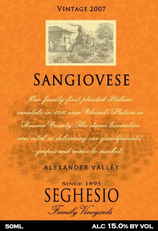Seghesio Sangiovese 2007 Front Label