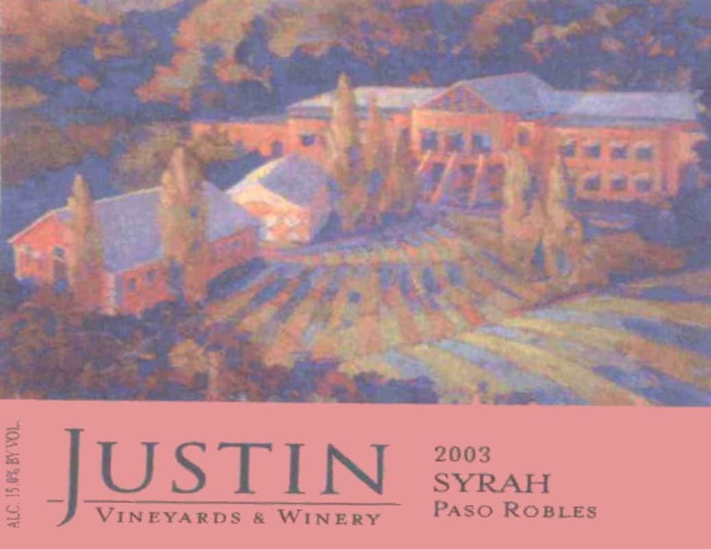Justin Paso Robles Syrah 2003 Front Label