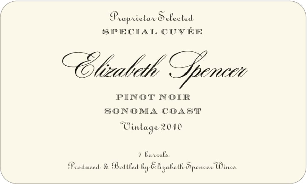 Elizabeth Spencer Special Cuvee Pinot Noir 2010 Front Label