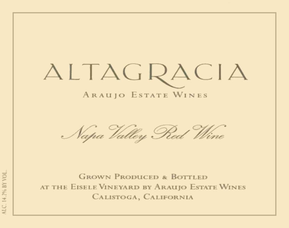 Araujo Altagracia 2002 Front Label