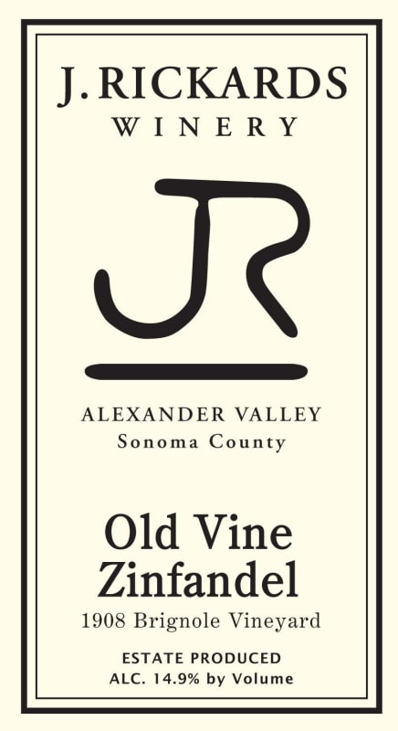 J. Rickards Winery Old Vine Zinfandel 2014 Front Label