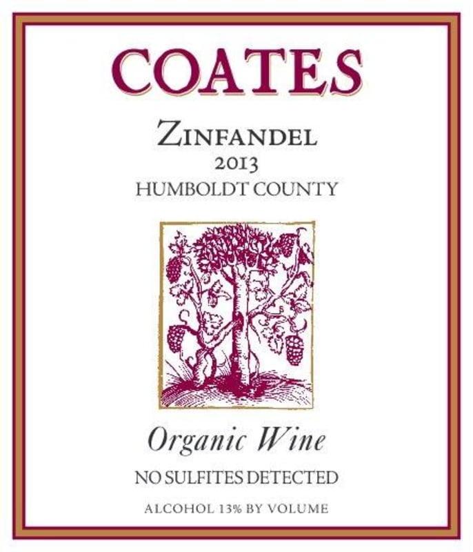 Coates Vineyards Organic Zinfandel 2013 Front Label