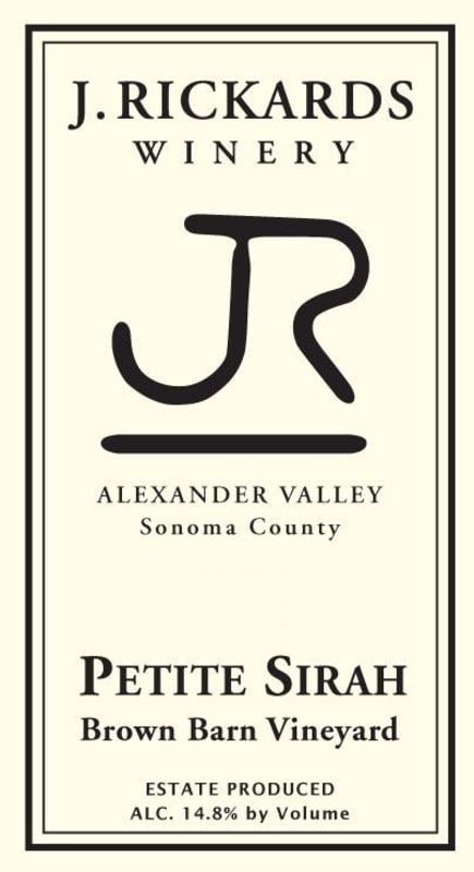 J. Rickards Winery Brown Barn Vines Petite Sirah 2014 Front Label