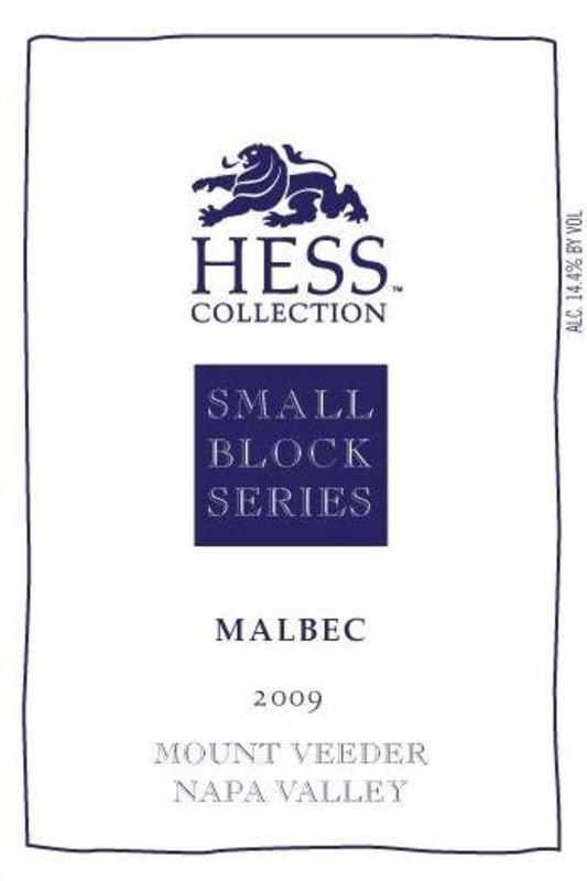 Hess Small Block Series Malbec 2009 Front Label