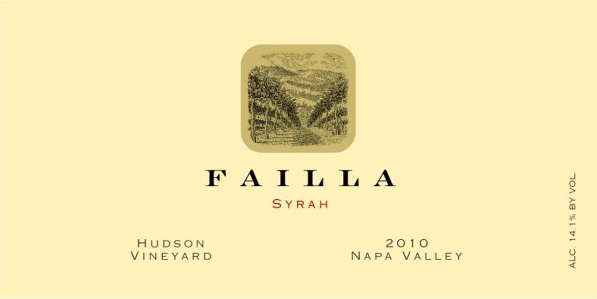Failla Hudson Vineyard Syrah 2010 Front Label