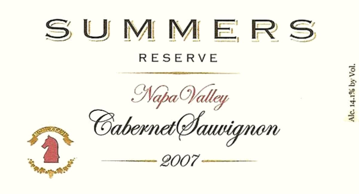 Summers Estate Calistoga Reserve Cabernet Sauvignon 2007 Front Label