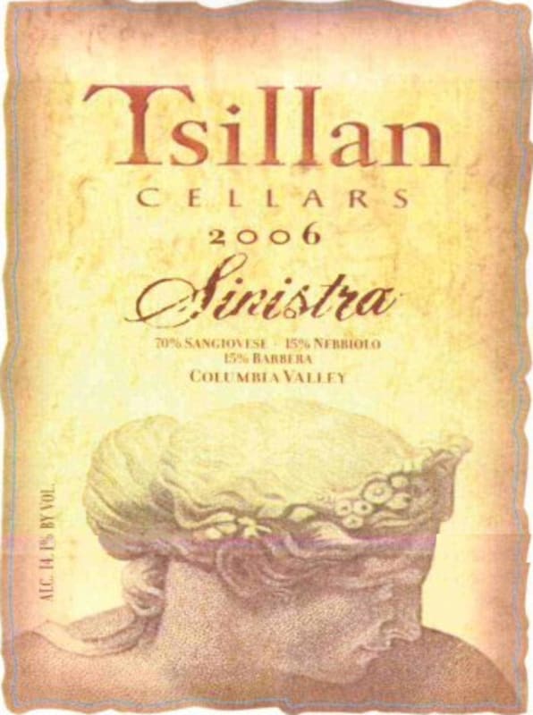 Tsillan Cellars Estate Sinistra 2006 Front Label