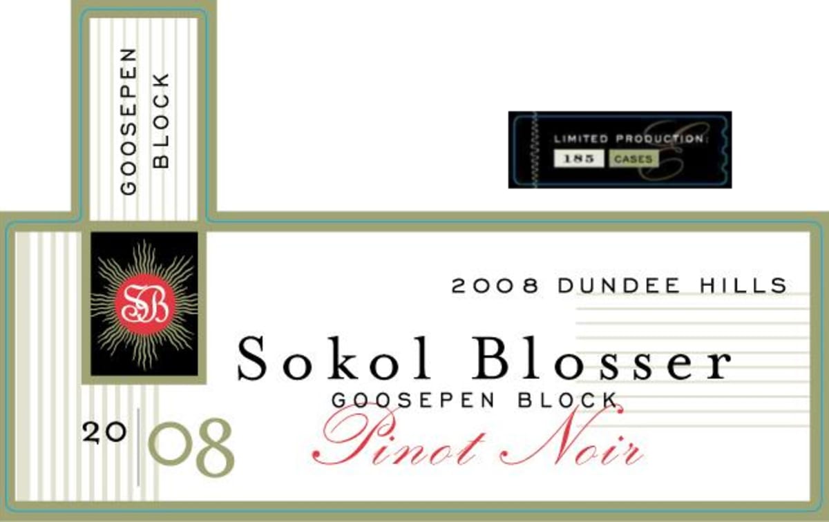 Sokol Blosser Goosepen Block Pinot Noir 2008 Front Label
