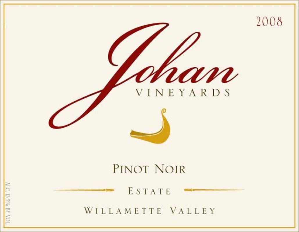 Johan Vineyards Estate Pinot Noir 2008 Front Label