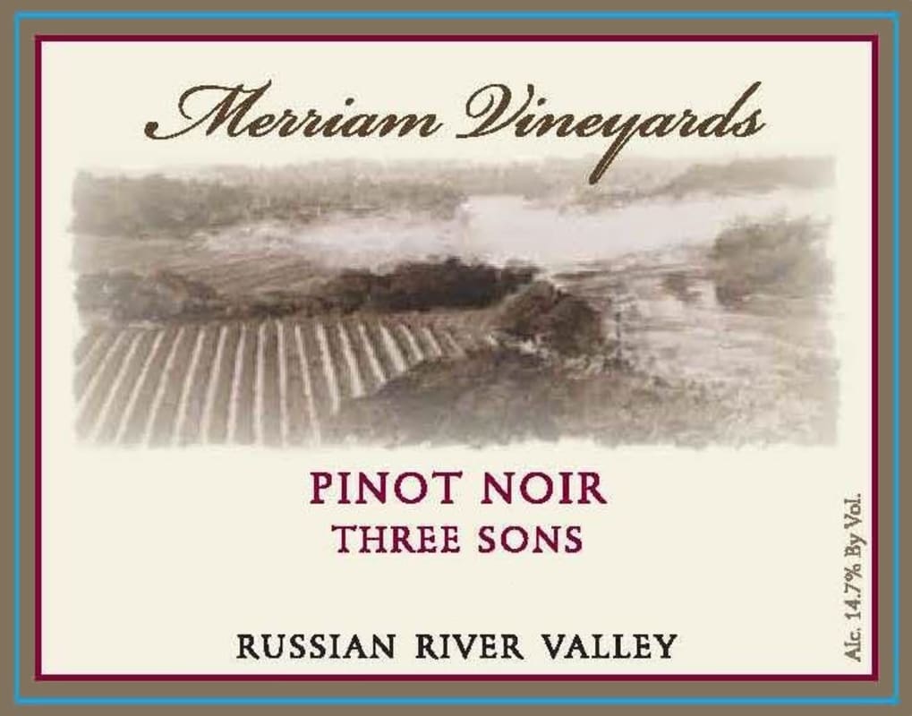 Merriam Vineyards Three Sons Pinot Noir 2015 Front Label