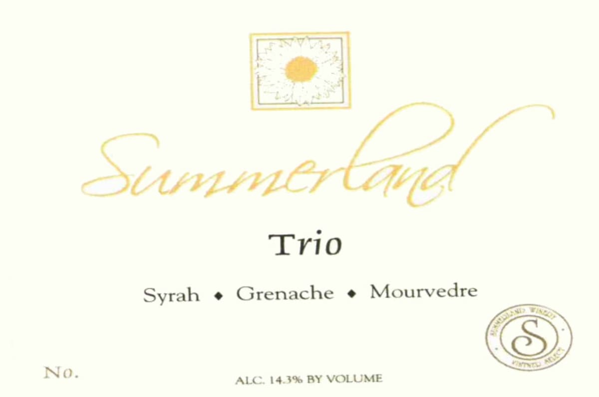 Summerland Trio 2012 Front Label