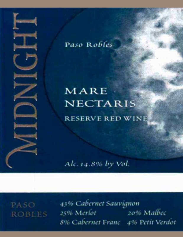 Midnight Cellars Winery Mare Nectaris Reserve 2004 Front Label