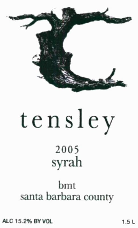 Tensley BMT Syrah 2005 Front Label
