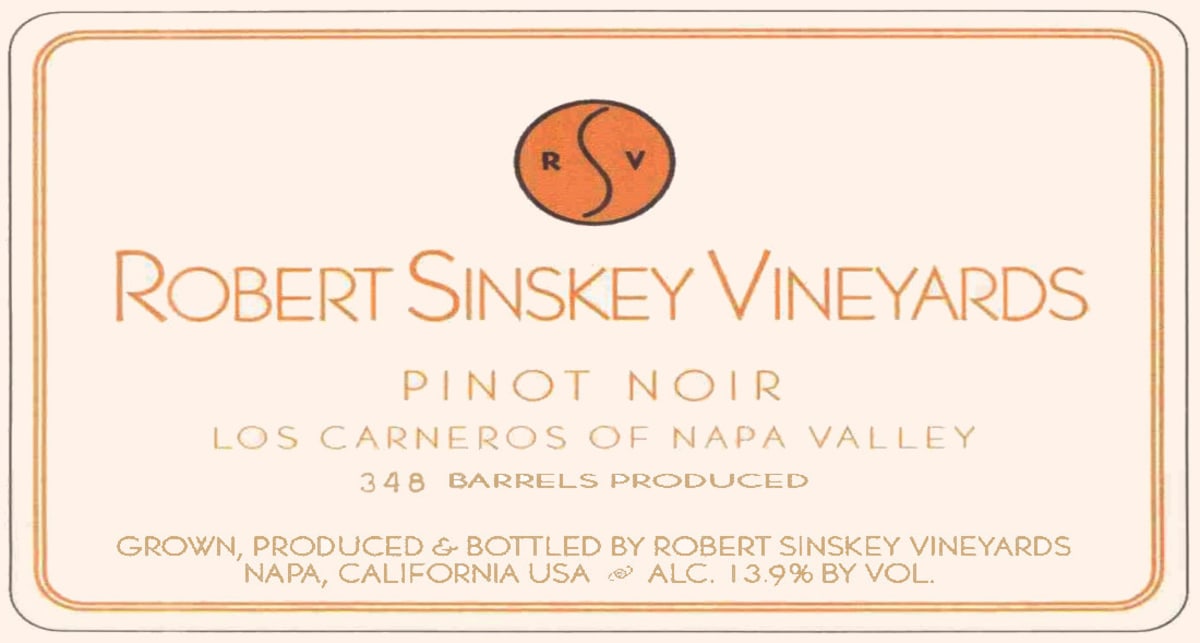 Robert Sinskey Los Carneros Pinot Noir 2003 Front Label