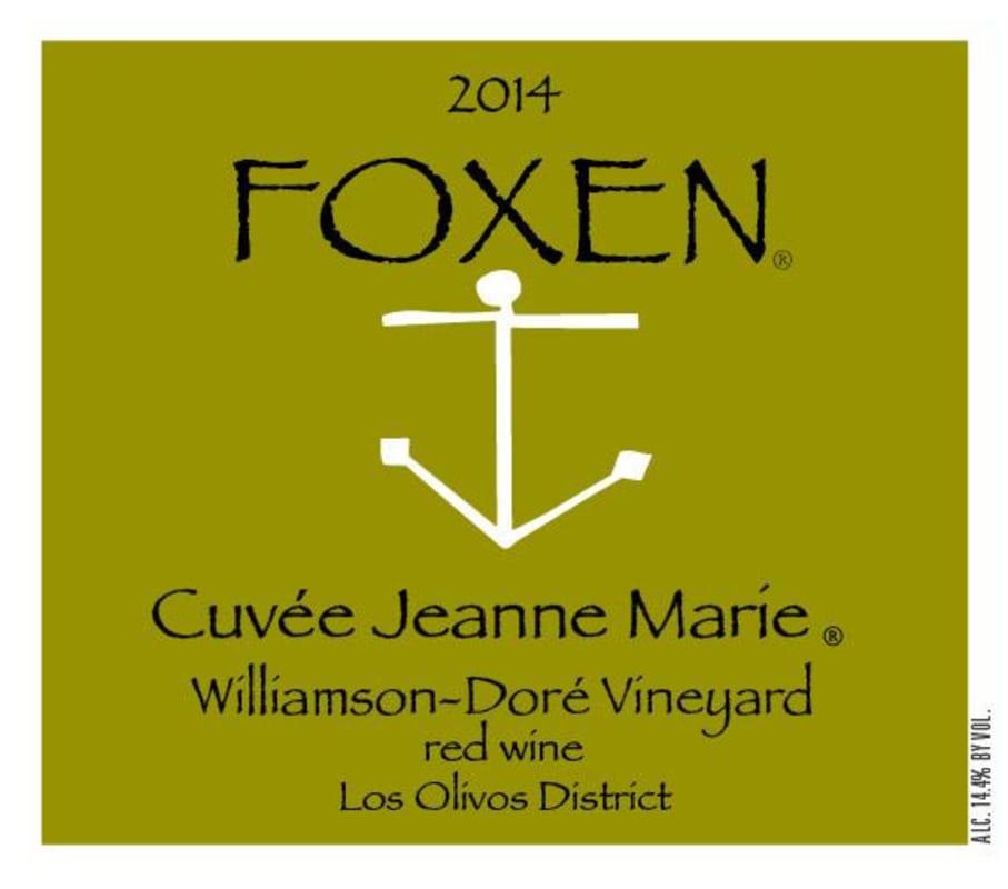 Foxen Cuvee Jeanne Marie 2014 Front Label