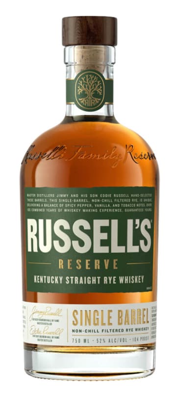 Russell's Reserve Single Barrel Kentucky Straight Rye Whiskey Front Bottle Shot