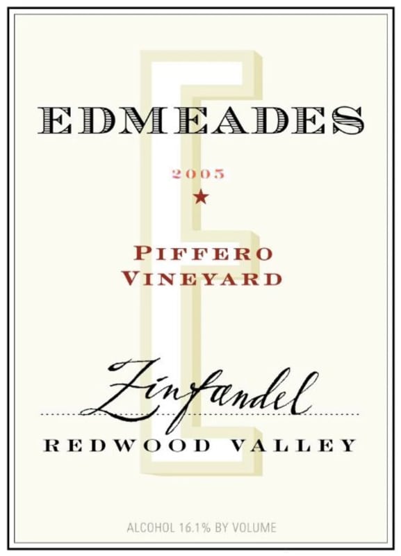 Edmeades Piffero Vineyard Zinfandel 2005 Front Label