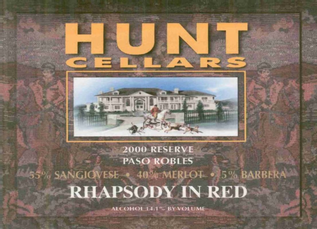 Hunt Cellars Rhapsody in Red Reserve 2000 Front Label