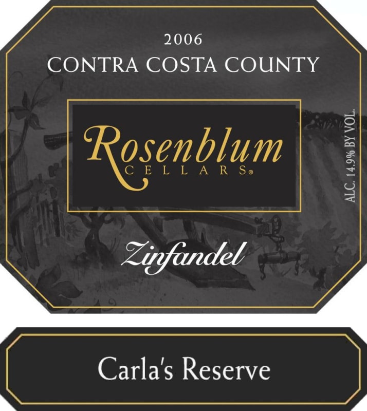 Rosenblum Cellars Carla's Reserve Zinfandel 2006 Front Label