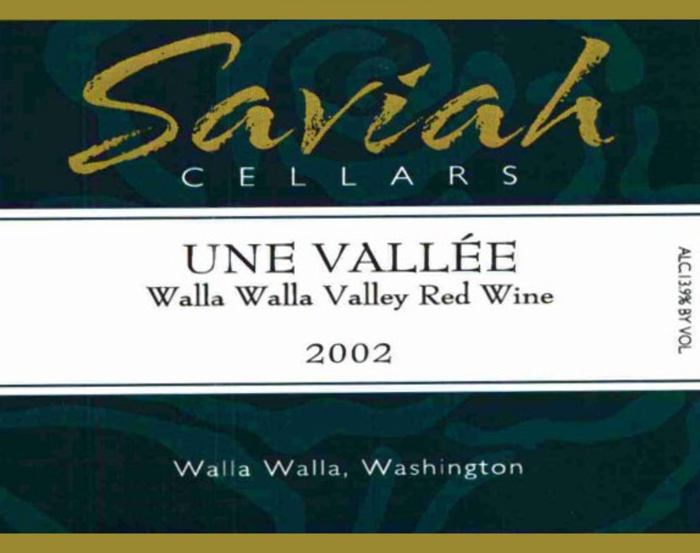Saviah Une Vallee Red 2002 Front Label