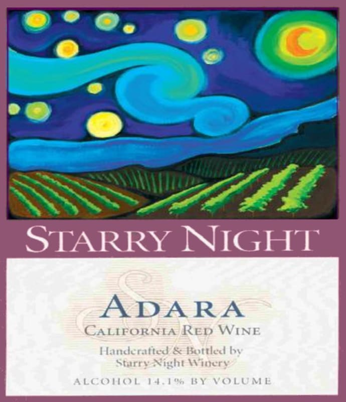 Starry Night Winery California Adara 2004 Front Label
