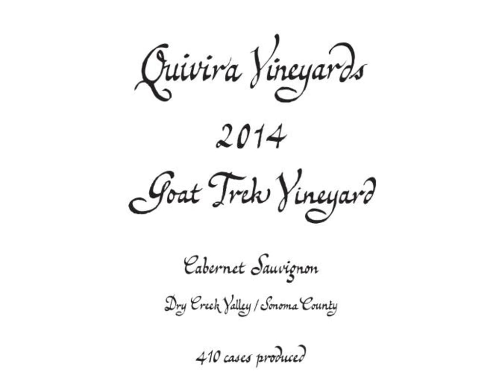 Quivira Goat Trek Vineyard Cabernet Sauvignon 2014 Front Label