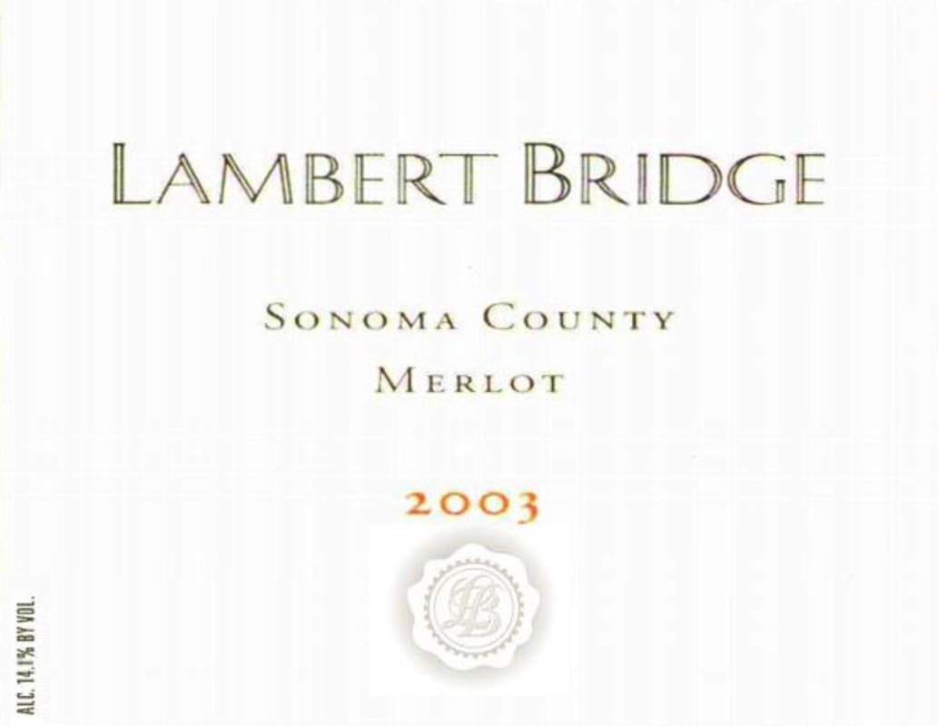 Lambert Bridge Merlot 2003 Front Label