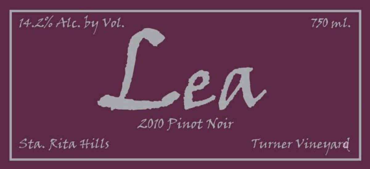 Lea Wines Turner Vineyard Pinot Noir 2010 Front Label