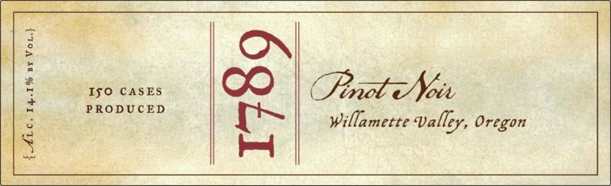 1789 Wines Pinot Noir 2014 Front Label