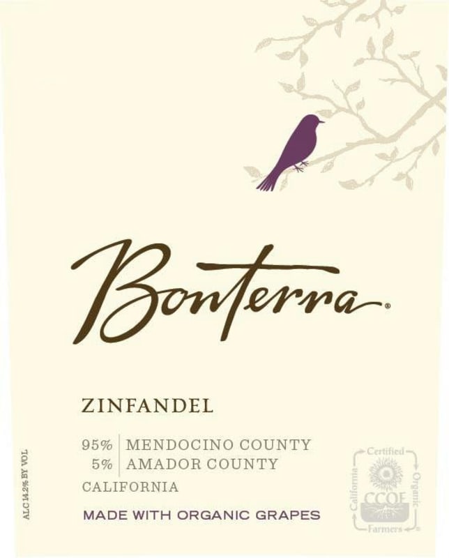 Bonterra Mendocino County Zinfandel 2015 Front Label