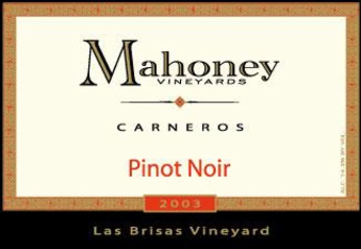Carneros Wine Company Mahoney Vineyards Las Brisas Vineyard Pinot Noir 2003 Front Label
