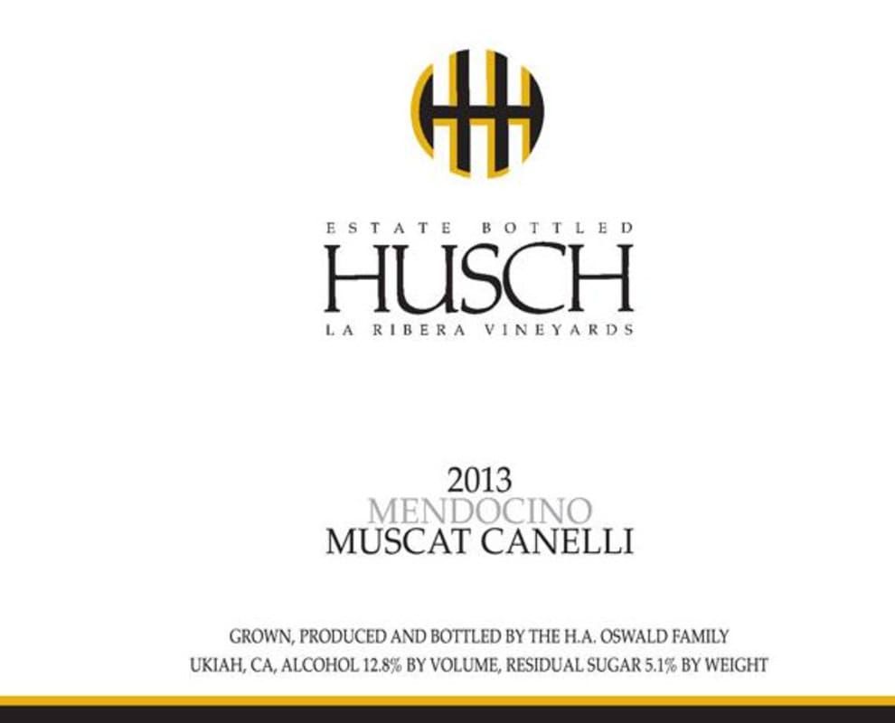 Husch La Ribera Vineyards Muscat Canelli 2013 Front Label
