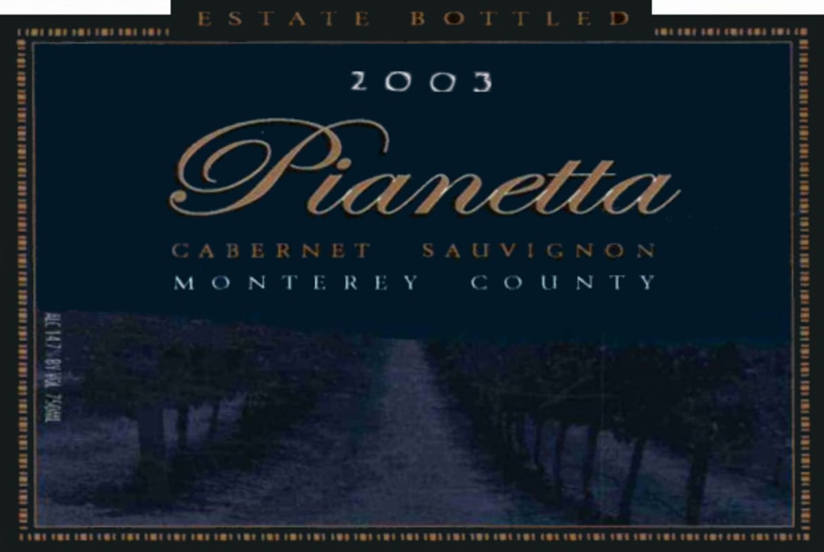 Pianetta Winery Cabernet Sauvignon 2003 Front Label