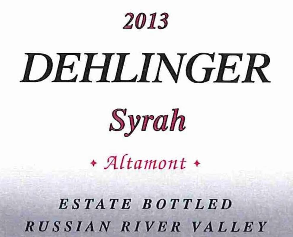 Dehlinger Altamont Syrah 2013 Front Label