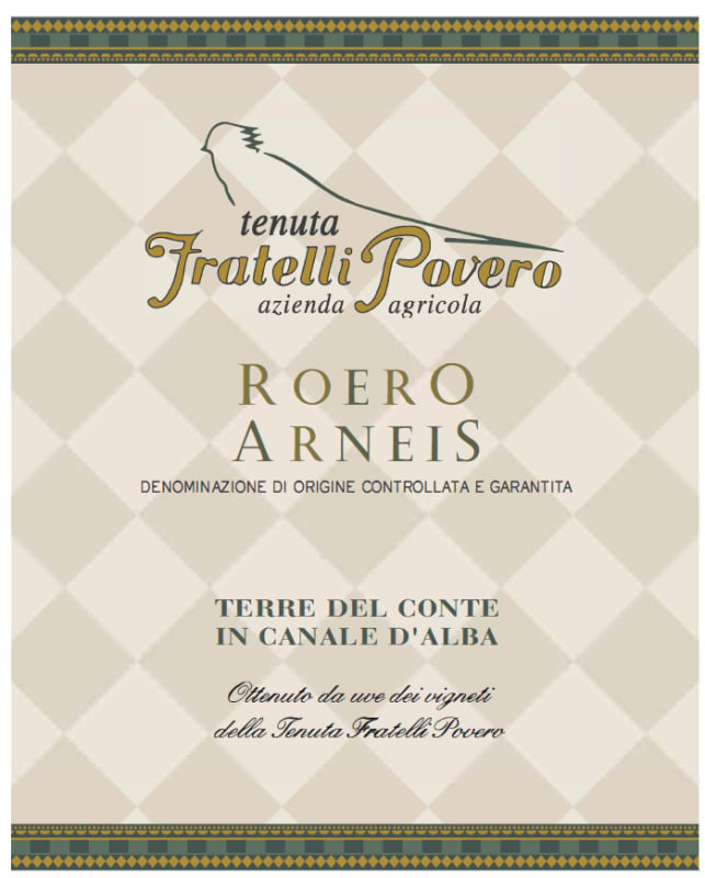 Cantine Povero Roero Arneis 2020 Front Label