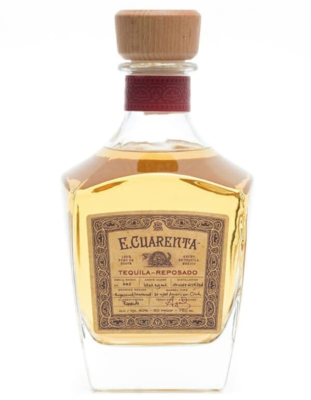 E. Cuarenta Reposado Tequila Front Bottle Shot