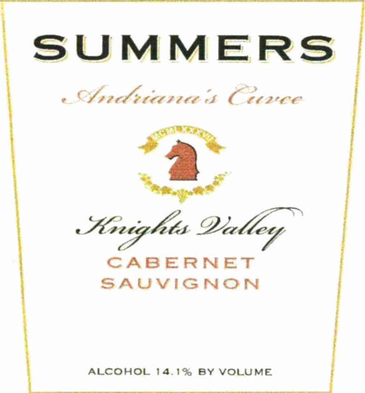 Summers Estate Andriana's Cuvee Cabernet Sauvignon 2010 Front Label