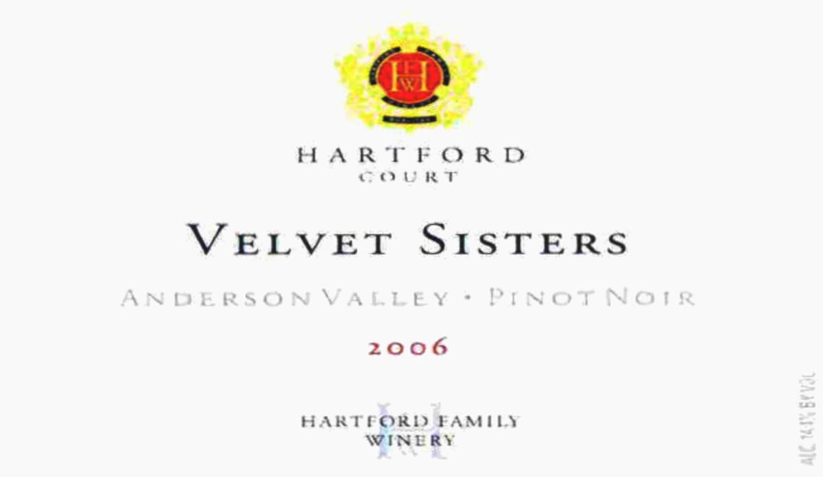 Hartford Velvet Sisters Vineyard Pinot Noir 2006 Front Label