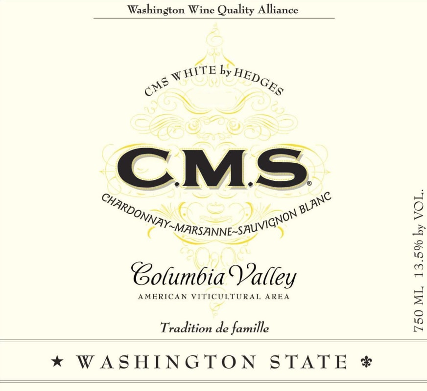 Hedges Family Estate C.M.S. White 2008 Front Label