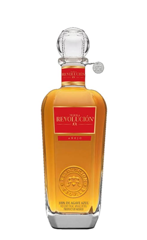 Revolucion Anejo Tequila Front Bottle Shot