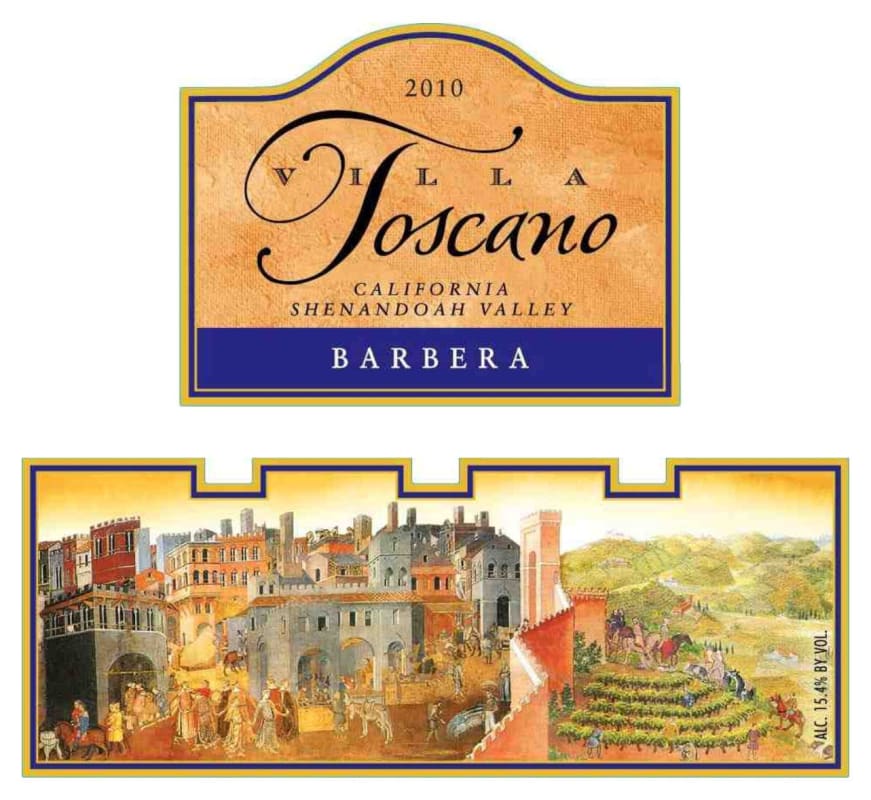Villa Toscano Winery Barbera 2010 Front Label
