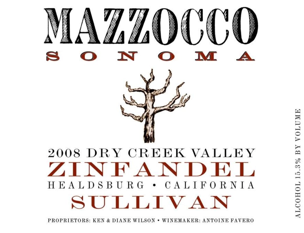 Mazzocco Sullivan Vineyard Zinfandel 2008 Front Label