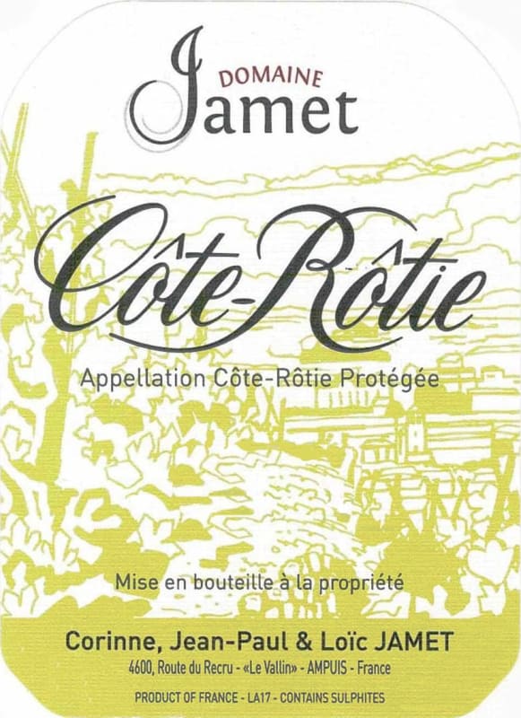 Domaine Jamet Cote Rotie 2002 Front Label